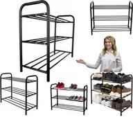 PÓŁKA NA BUTY METALOWA CZARNA STYLOWA SOLIDNA 3 POZIOMY REGAŁ SZAFKA OBUWIE