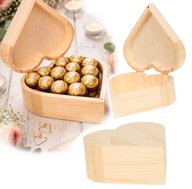 Drewniana szkatułka SERCE na biżuterię czekoladki magnetyczna DIY Pudełko