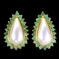 SZMARAGDY MASA PERLOWA KOLCZYKI