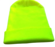 Czapka Beanie Młodzieżowa Męska Damska Żółta Neonowa Dzianinowa Uniwersalna