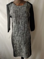 Sukienka czarna z tweedowym panelem - L