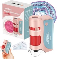 MINI MIKROSKOP KIESZONKOWY DLA DZIECI LED UV 60X-120X + 5 SZKIEŁEK
