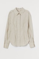 H & M bufiaste rękawy koszula taliowana gorsetowa beżowa taliowana kremowa