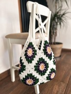 Biała torba handmade z motywem kwiatowym