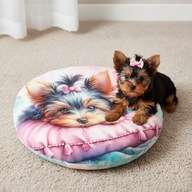 Poduszka/mata do spania dla psa pieska okrągła 55cm York, Yorczek