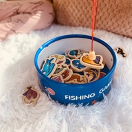 SOLIDNE KLOCKI DREWNIANE ŁOWIENIE RYBEK MAGNES + 2 WĘDKI EDUKACYJNE ZESTAW