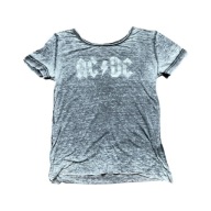 T-shirt damski szary prześwitujący materiał AC/DC logo z krótkim rękawem M