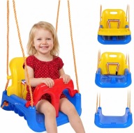 HUŚTAWKA OGRODOWA DLA DZIECI WISZĄCA PLASTIKOWA Z ZAPIĘCIEM NA LINKACH 3W1
