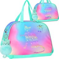 TORBA SPORTOWA SZKOLNA NA BASEN WF DLA DZIEWCZYNKI OMBRE KOT PIES Z KOTKIEM