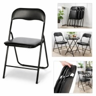 Krzesło Składane Rozkładane Biurowe Do Domu Ogrodu Biura Sale Czarne Metal