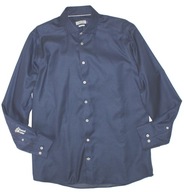 J.HARVEST&FROST_Piękna KOSZULA_granatowa mini groszki biznesowa LOGOWANA_L