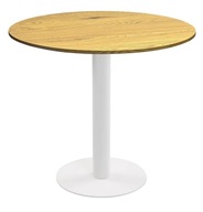 OKRĄGŁY STÓŁ LUGANO| Drewniany blat| Biała noga 70cm