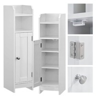 WĄSKA SZAFKA ŁAZIENKOWA FUNKCJONALNA SŁUPEK 80 CM 4 PÓŁKI DRZWICZKI BIAŁA