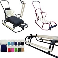 DUŻE SANKI Z OPARCIEM PODNÓŻKAMI SPOWORKIEM ORAZ PCHACZEM DLA DZIECI