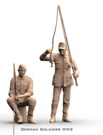 Żywica figurki niemieckich żołnierzy na rybach WWII 1/16