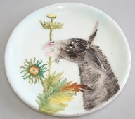 MAJOLIKA STARA PATERKA SHABBY CHIC OSIOŁ I OSET