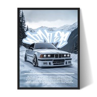 BMW E36 "Winter" Plakat/Obraz w Ramce 40x30cm Prezent dla faceta
