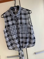 FB Sister 38 M krótka bluzka wiązanie kratka