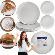 TALERZYKI PAPIEROWE 23CM 50SZTUK EKOLOGICZNE BIAŁE DO GASTRO SUPER NA GRILL
