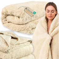 KOC DWUSTRONNY 200X220 CM PLED 2W1 PLUSZOWY 420G/M² NARZUTA NA ŁÓŻKO BEŻOWY