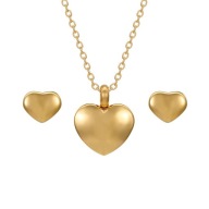 Złoty Komplet SERCE SERDUSZKO Łańcuszek PUDEŁKO na prezent kolczyki STAL
