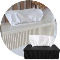 POJEMNIK PUDEŁKO NA CHUSTECZKI CHUSTECZNIK RYFLOWANY 2 KOLORY CZARNY BEŻ