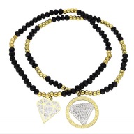 62523 Komplet 2 bransoletki złota stal chirurgiczna "diament" z cyrkoniami