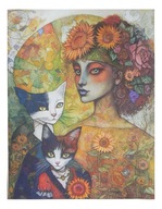 Obraz Akwarela Dama z Kotami