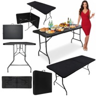 STÓŁ ROZKŁADANY OGRODOWY SKŁADANY CZARNY PROSTOKĄTNY CATERINGOWY BANKIETOWY
