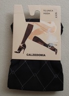 CALZEDONIA podkolanówki czarne w romby 90 DEN