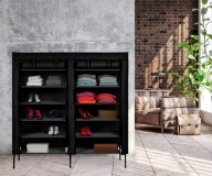 SZAFKA NA BUTY OBUWIE SKŁADANA TEKSTYLNA CZARNA STOJAK ORGANIZER REGAŁ LOFT