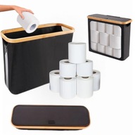 KOSZ DO PRZECHOWYWANIA PAPIERU TOALETOWEGO 24 L Z POKRYWKĄ BAMBUSOWY CZARNY