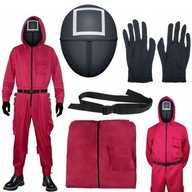 PRZEBRANIE NA HALLOWEN SQUID GAME STRAŻNIK CZERWONY STRÓJ KARNAWAŁ BAL M