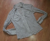 Elegancka biała koszula paski ze srebrna nitką Ebelieve L