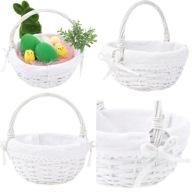 KOSZYK WIELKANOCNY STROIK NA ŚWIĘCONKĘ WIKLINOWY KOSZYCZEK BIAŁY KOSZ