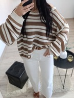 Sweter brown w paski 54 7XL