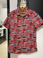 Y Koszula hawajska czerwień krajobrazy wysp tropikalnych bawełna XL