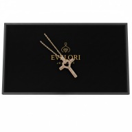 Złoty Naszyjnik KRZYŻ z Sercem Cyrkonie Stal Bling UNISEX