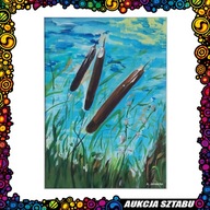 Obraz - PAŁKI WODNE - akryl na płótnie 30x40 cm Aleksandra Jonderko