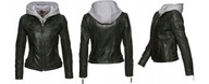 GIPSY NOLA KURTKA DAMSKA SKÓRZANA ZIELONA RAMONESKA BIKER KAPTUR ODPINANY L