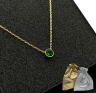 NASZYJNIK ZŁOTY ZIELONA CYRKONIA STAL CHIRURGICZNA