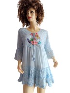sukienka tunika boho haftowana z koronką 36/38