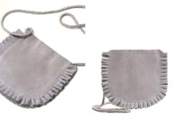 MANGO szara skórzana torebka z falbanką