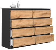 Komoda 8 Szuflad YORK 120 Grafit Dąb Wotan - Elegancka