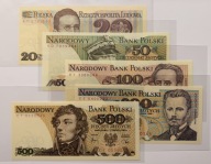 20 / 50 / 100 / 200 i 500 zł 1982-1988 / UNC / zestaw banknotów!