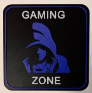 Tabliczka GAMING ZONE – druk 3D PLA widoczna struktura– 10×10 cm