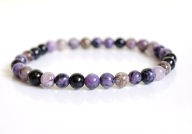 Naturalny CZAROIT Kule kulki gładkie bransoletka