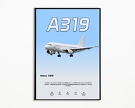 Plakat cyfrowy Airbus A319 A319 Samolot Lotnictwo Do druku A1 PNG