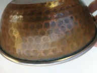 Miska serwowanie stal inox ucho mosiądz wykończenie miedź młotkowana hotpot