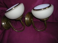 Kinkiety retro z mosiądzu z kloszami szklanymi